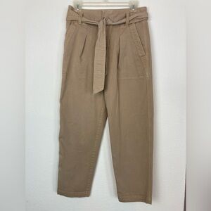 LOFT single Pleated Barrel Leg Brown Chinos with Removable Belt run big